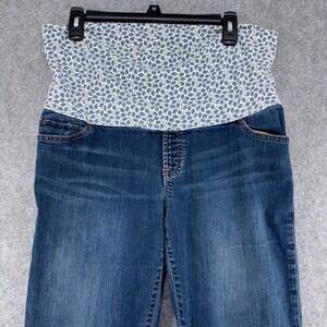 Gap Maternity Straight Leg Jeans Medium Wash Full Belly Panel Blue Leaf Size 10R